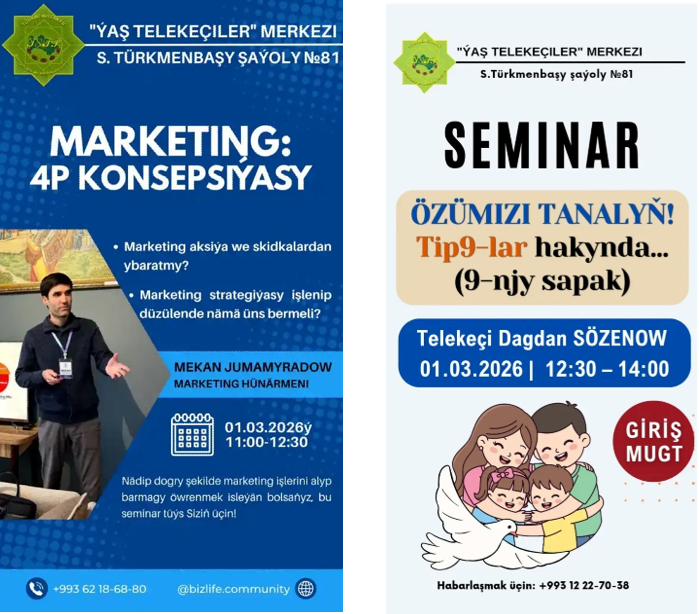 “Ýaş telekeçiler” merkeziniň telekeçilik işi boýunça nobatdaky sapagy geçirilýär.