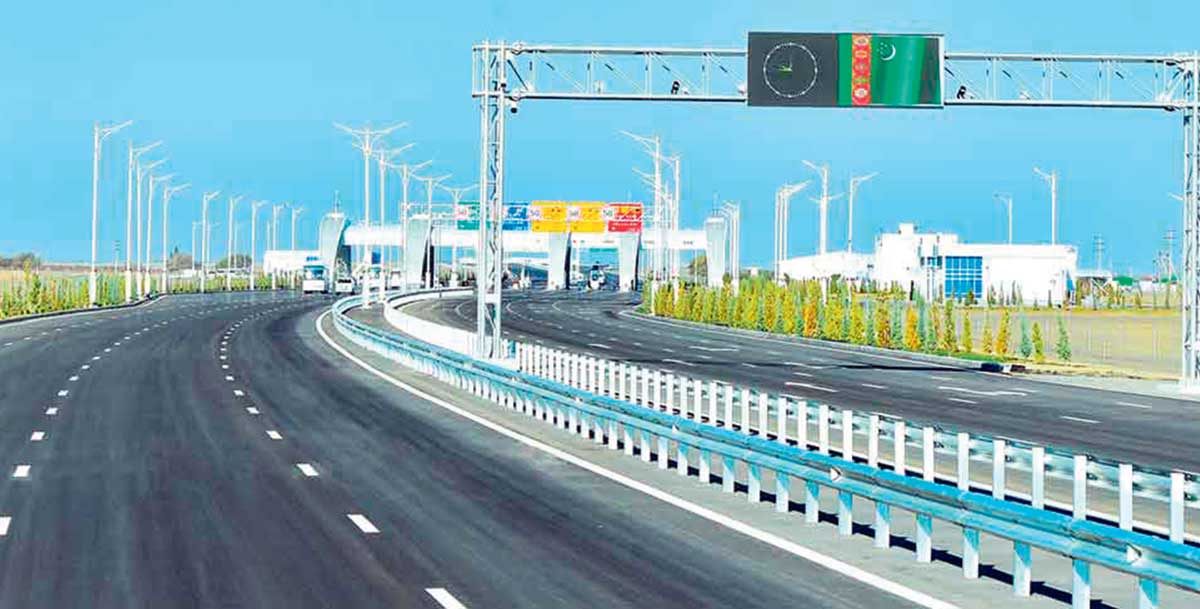 AŞGABAT — TÜRKMENABAT ÝOKARY TIZLIKLI AWTOMOBIL ÝOLY — YKDYSADY ÖSÜŞLERIŇ NYŞANY